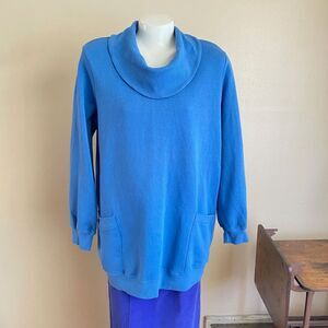 Vintage Blair 90s Large Light Blue Sweater Tunic Pockets Long Sleeve Soft